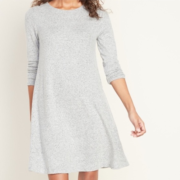 Old Navy Dresses & Skirts - Old Navy Heathered Gray super soft hacci long sleeve swing dress